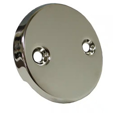 2-Hole Bathtub Overflow Faceplate Less Screws in Polished Nickel