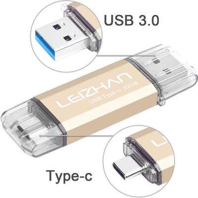 USB Stick 32GB Typ C OTG Speicherstick 2-in-1 Flash Drive Gold
