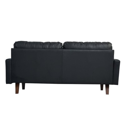 Pemberly Row Faux Leather Sofa Mid-Century Couch for Living Room/Office-Black