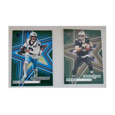 Panini 2025 Rookies & Stars Football Card Lot (2) Bryce Young Drew Brees - GREEN