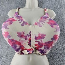 Catherines Intimates Bra Womens 50DDD Floral TShirt Molded Full Coverage Beige