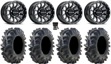 Raceline Trophy 14" Wheels Black 28" Terminator Tires Kawasaki Brute Force IRS