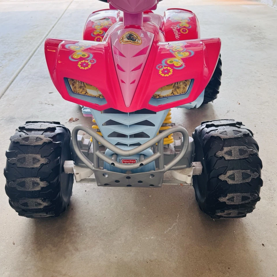  Fisher- Price Barbie Kawasaki KFX with Monster Traction Pink ATV Styling*Read* - Image 3 of 4