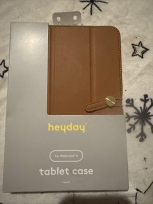 heyday Apple iPad Mini 6 Folio Tablet Faux Leather Case  Brown Tri-fold Stand