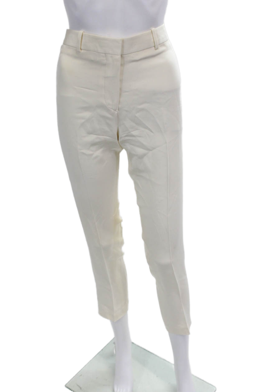 FILA Pantaloni eleganti donna The Row chiusura a gancio piatto davanti gamba dritta beige taglia 30