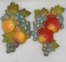 Vintage Miller Studios 1979 Chalkware Kitchen Fruit Wall Decor Plaques