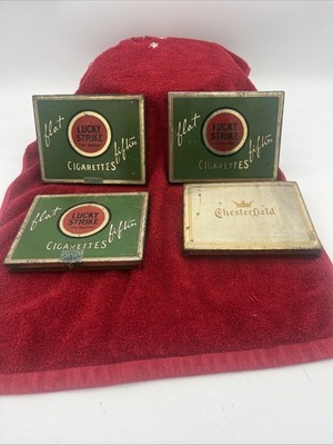 Lucky Strike / Chesterfield Metal Cigarette Box Lot of 4.