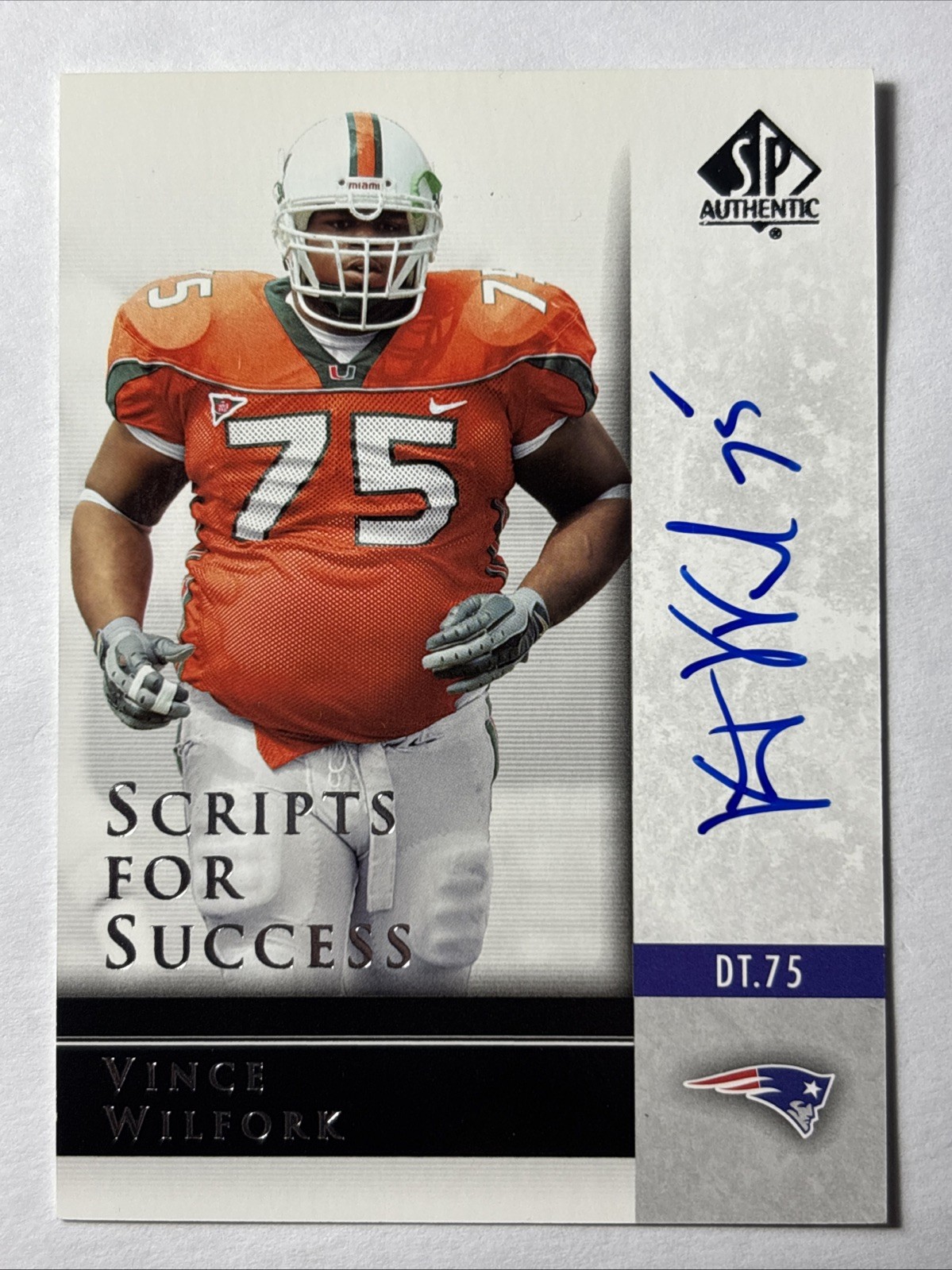 Vince Wilfork SP Authentic Scripts for Success Autograph #SSVW Base