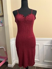 Dark red burgundy midi bodycon spaghetti strap ruched dress by Fashion Nova