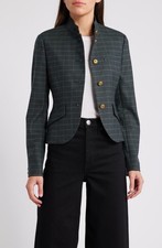 New Rag  Bone Slade Plaid Crop Wool Blend Blazer In Green Multi Size 10 598