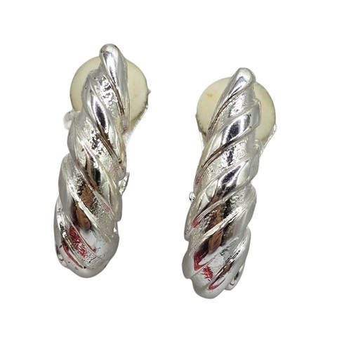 Earrings Napier Croissant Shrimp Twisted Rope Design Small Clip On Vintage S3189