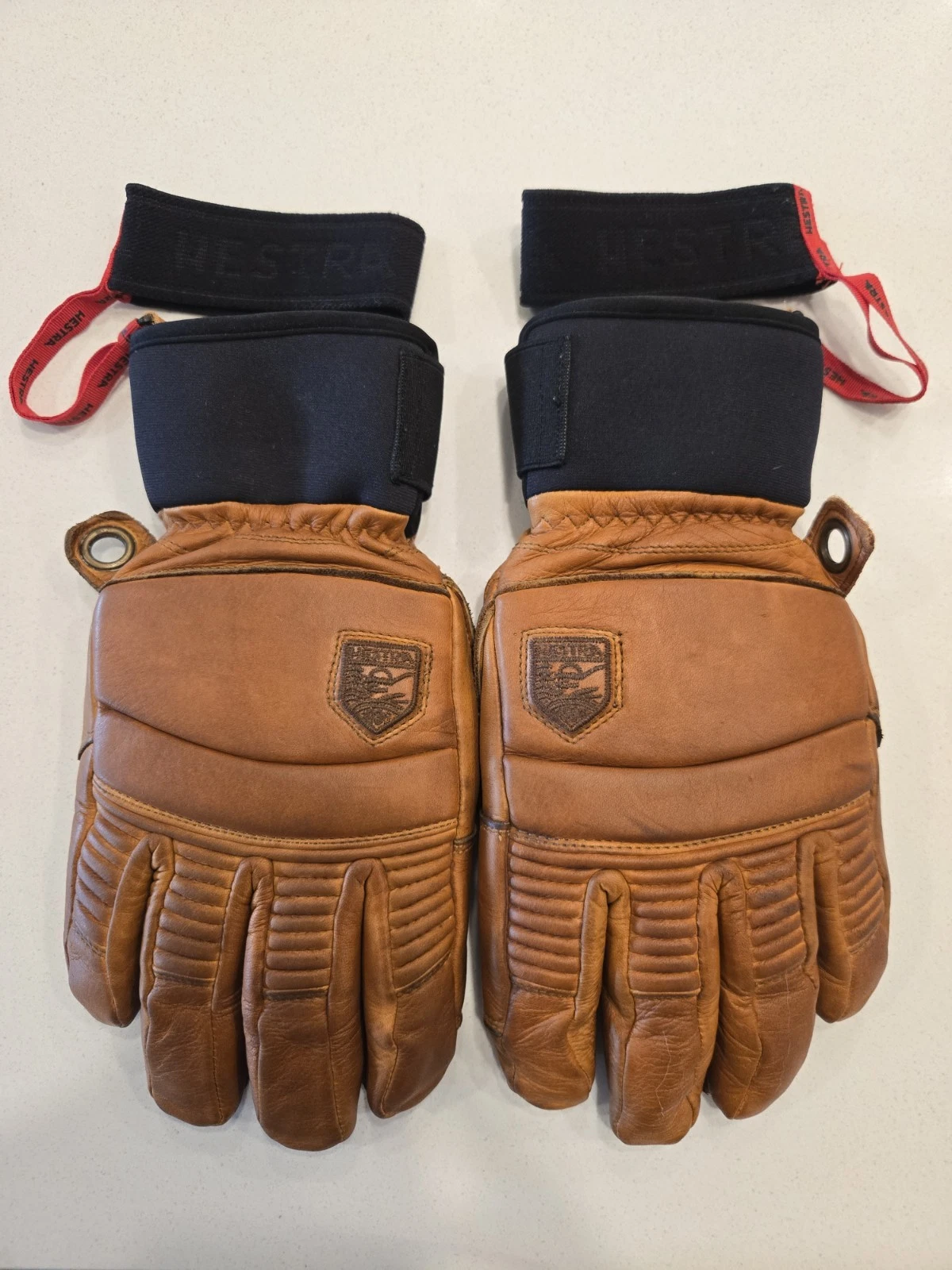 Hestra Fall Line Gloves Size 10 Cork Brown Used Skiing Snow Winter Leather