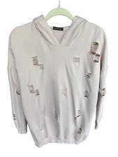 Boohoo Distressed Oversized Hoodie Sweatshirt Dress Pink, Ripped Grunge Pullover
