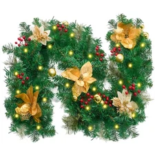 Christmas Garland with Lights, 6 Ft Real Touch Winter Pine Garland for Table,...