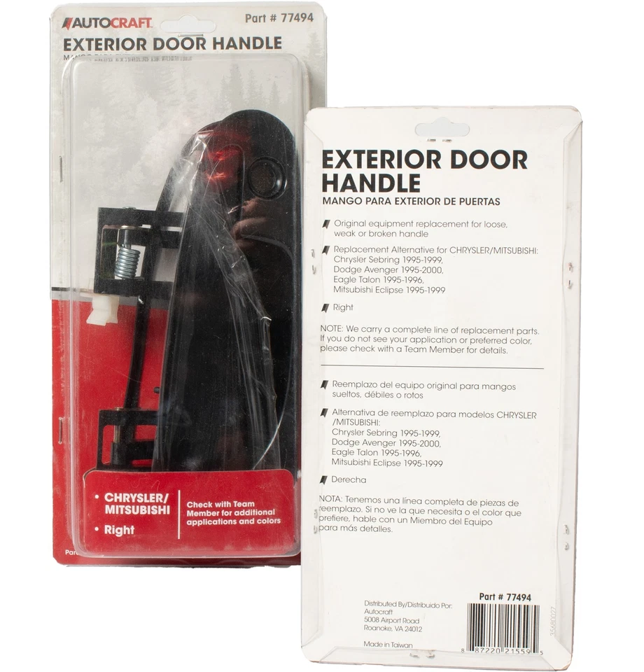 Autocraft Front Passenger Exterior Door Handle Fits 95-99 Chrysler Sebring 77494 Foto 2 de 4