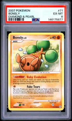 2007 POKEMON DIAMOND & PEARL #71 BONSLY PSA 6
