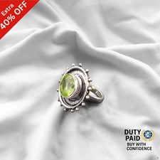 Valentines Sale Natural Peridot 925 Sterling Silver Promise Statement Band Ring