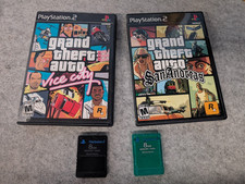 Grand Theft Auto: Vice City & San Andreas PS2 CIB Maps + 2 8MB OEM Memory Cards