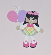 Birthday Balloon Girl Black Hair. Scrapbook, Card Making Paper Piecing
