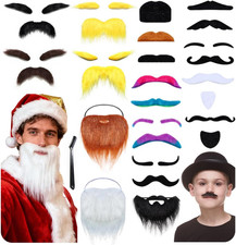 22Pcs Fake Mustache with Comb, Costume and Eyebrows Set, Self-Adhesive Facial...