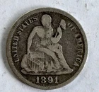 C105. 1891 SEATED LIBERTY DIME