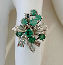 Sterling Silver Emerald Ring - Size 6 3/4