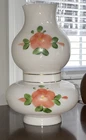 Vtg Milk Glass Hurricane Lamp Shade Double Globe 9” Peachy Roses 3" Fitter