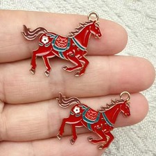 10Pcs Alloy Zodiac Horse Charm Pendant Keychain Necklace DIY Accessories