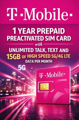 1 Year Cell Phone service plan Unlimited Talk Text 15GB 4G 5G LTE Data T-Mobile 