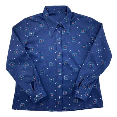 Floral Abstract Blau Shirt Regular Langarm Damen Large
