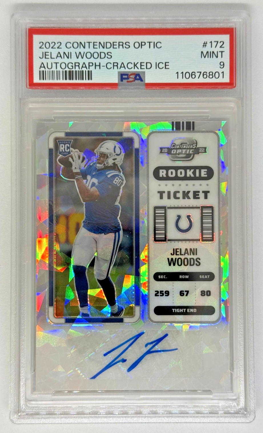 Jelani Woods Panini Contenders Optic #172 Autograph Cracked Ice