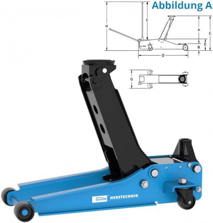 Cric rouleur 2,5 tonnes Güde G18033 avec hauteur levage 510mm