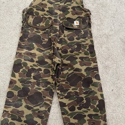 Vintage Carhartt BU103 Bib Overalls Duck Camo Hunting Made In USA