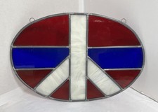 Stained Glass Hanging Peace Sign 12  x 8  Very Cool
