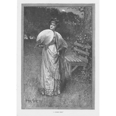 DAVIDSON KNOWLES A Summer Night - Antique Print 1891