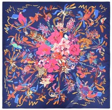 130cm  130cm tropical jungle graffiti style printed twill silk scarf 216