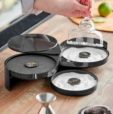 1pc 3 Tier Rotating Salt Rimmer Box Cocktail Sugar Rim Bartender Tool - NEW