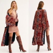 Free People Crazy For You Velvet Duster Womens Size XS/S Festival Lux Boho