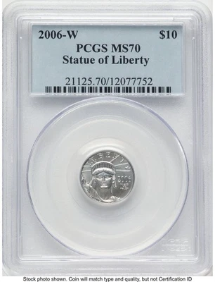 2006-W Burnished Platinum Eagle 1/10 oz Blue Label PCGS MS70 - Image 1 of 2