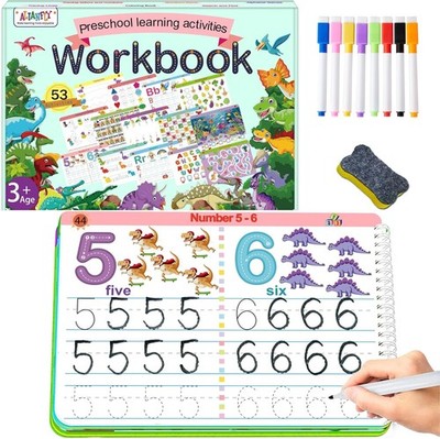 ALIANFLY Preschool Learning Workbook: Reusable Tracing & Coloring Activities