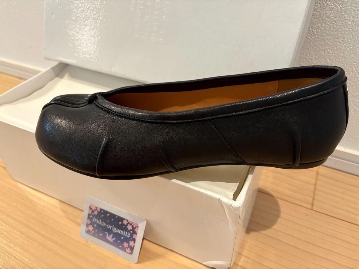 Maison Margiela Tabi Ballet Flats Shoes Black Leather Split