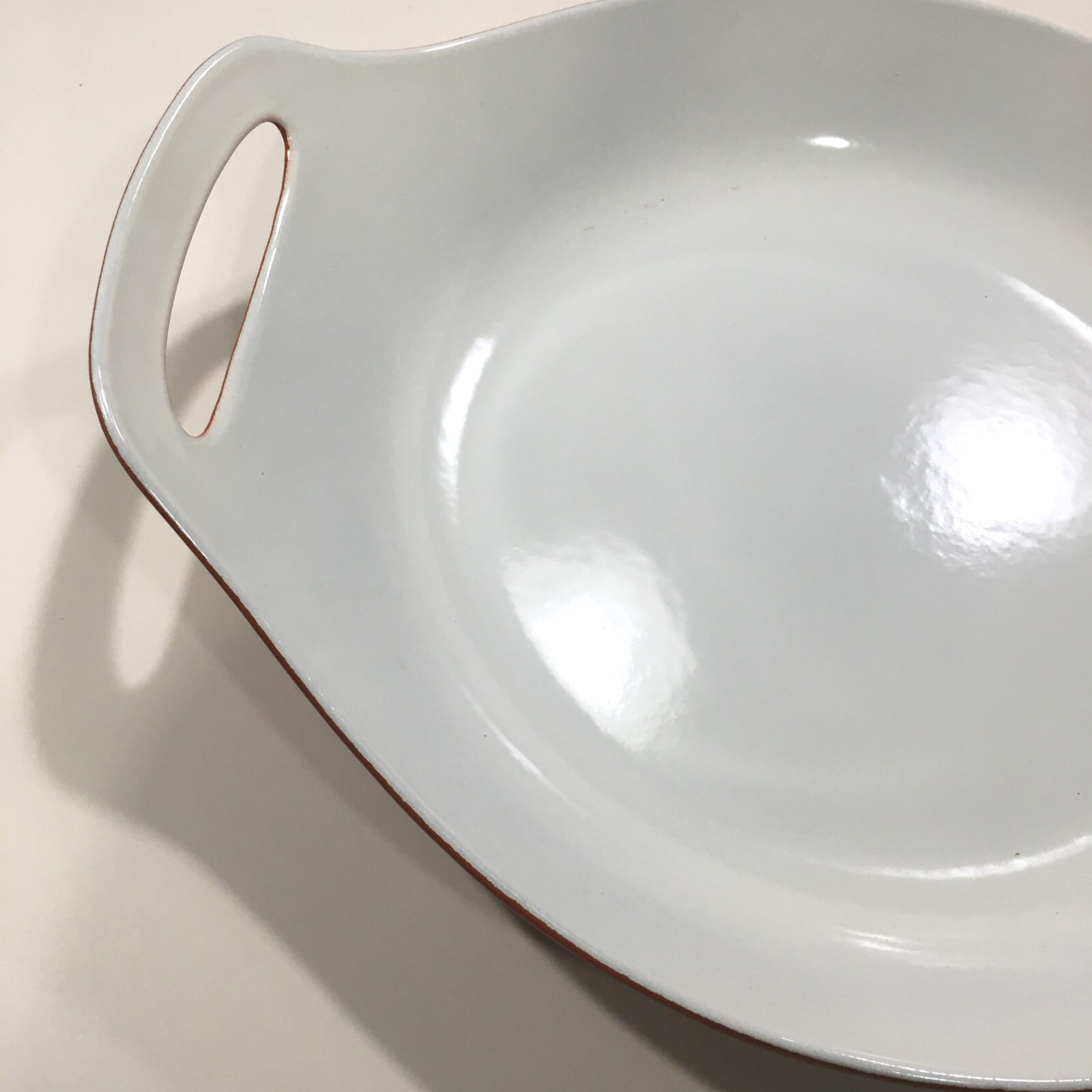 Vintage Copco Denmark Micheal Lax Orange Enamel Cast Iron Paella Pan