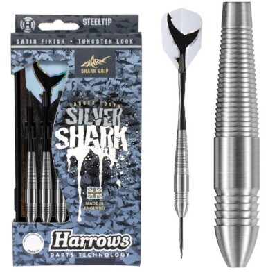 Dart Harrows Silver Shark Tungsten Look 21g Steeldart - Shark Grip