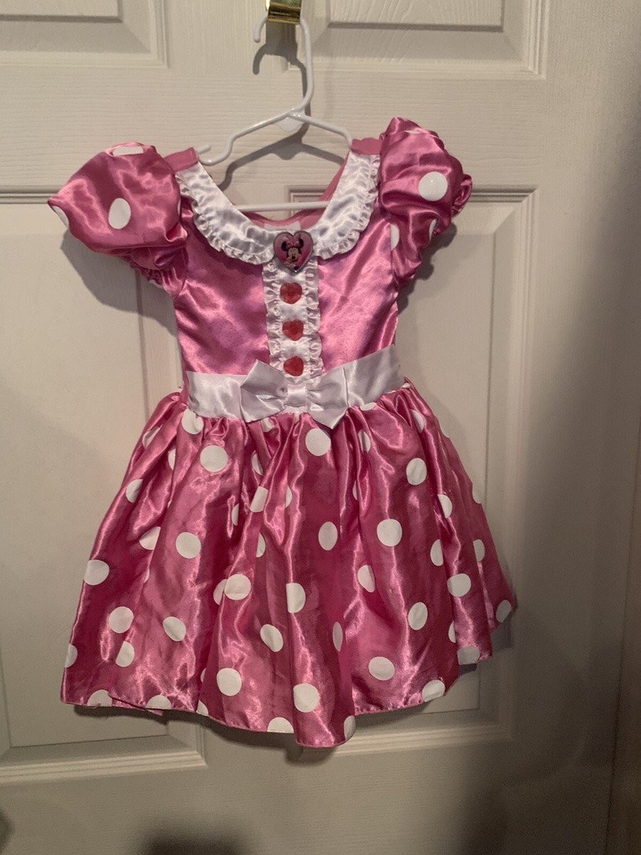 pink and white minnie mouse dress Disney Minnie Mouse Pink White Costume Dress Child Size XXS 2