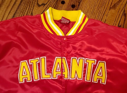 PJ Mark XXL 2XL Atlanta Hawks Satin Bomber Basketball Jacket Coat Red Yellow 2x - Picture 4 of 5