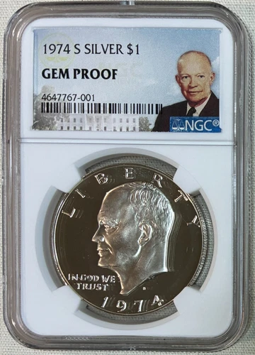 1974-S Silver Proof Eisenhower Dollar, NGC Gem Proof