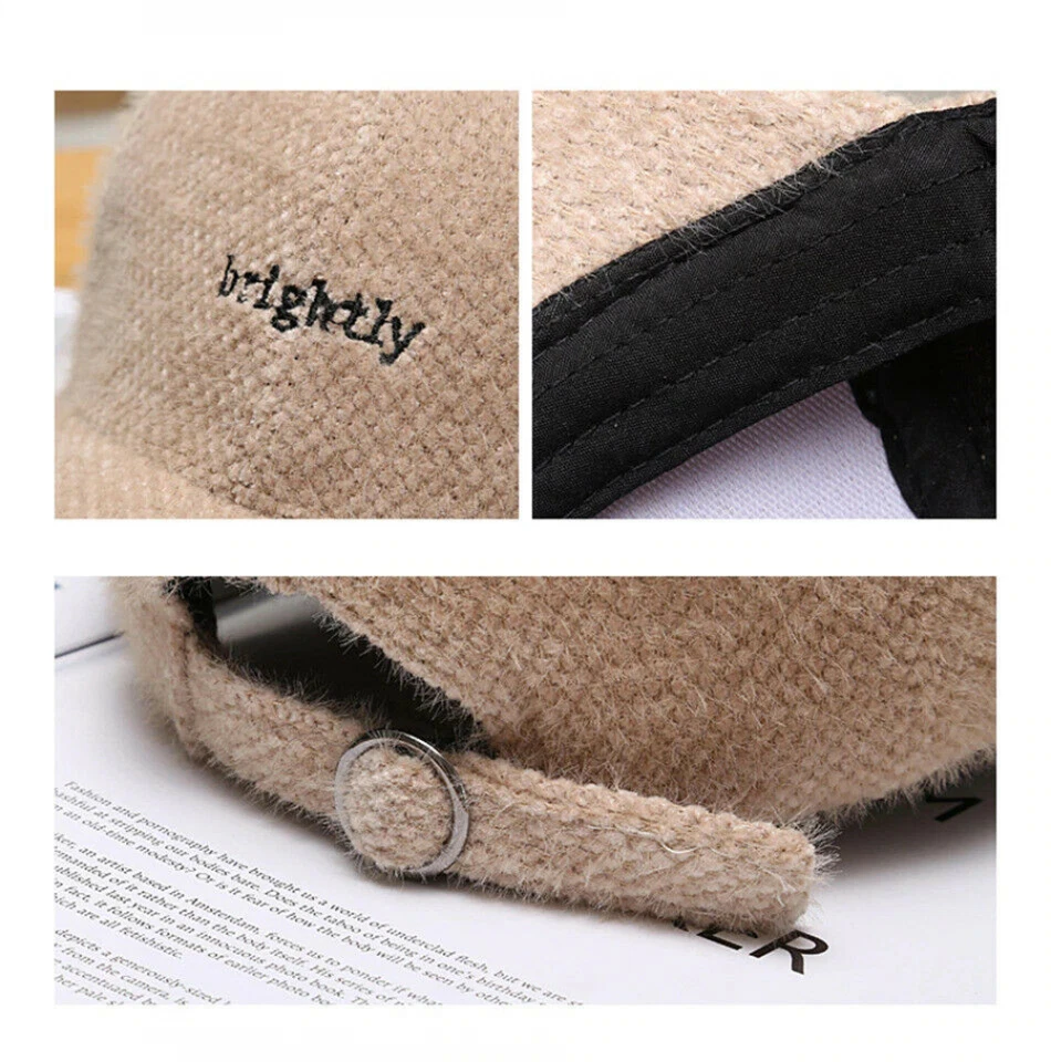 Windproof Cashmere Velvet Baseball Cap Unisex Sun Shade Adjustable Outdoor Hats - Image 4 of 4