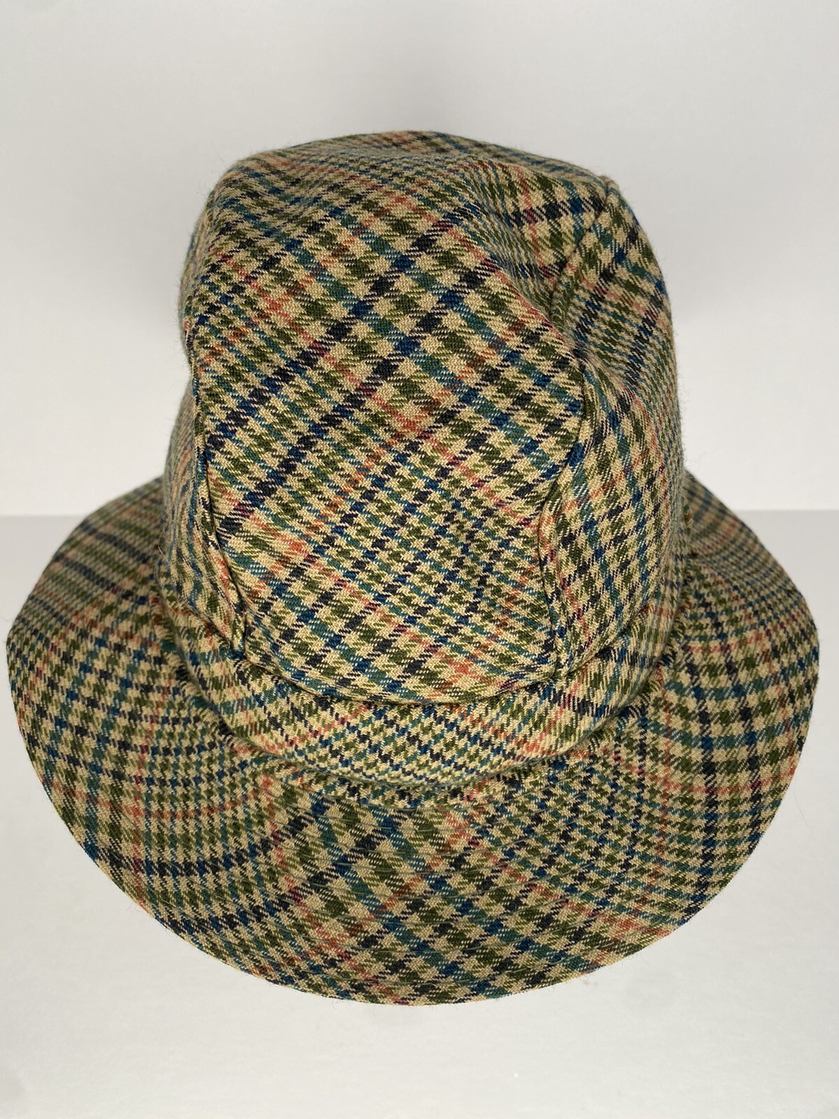 Vintage Avoca Handweavers New Pure Wool Checked Tweed Fedora Hat SMALL