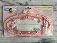 Disney Baby Keepsake Name Plaque Girl Dreams Come True Pink Ribbon Wall Hanging