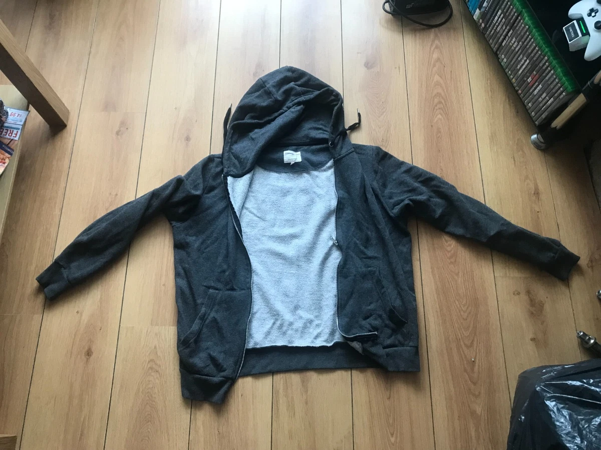 Men s Primark Plain Grey Full Zip Hooded Jacket Size Large